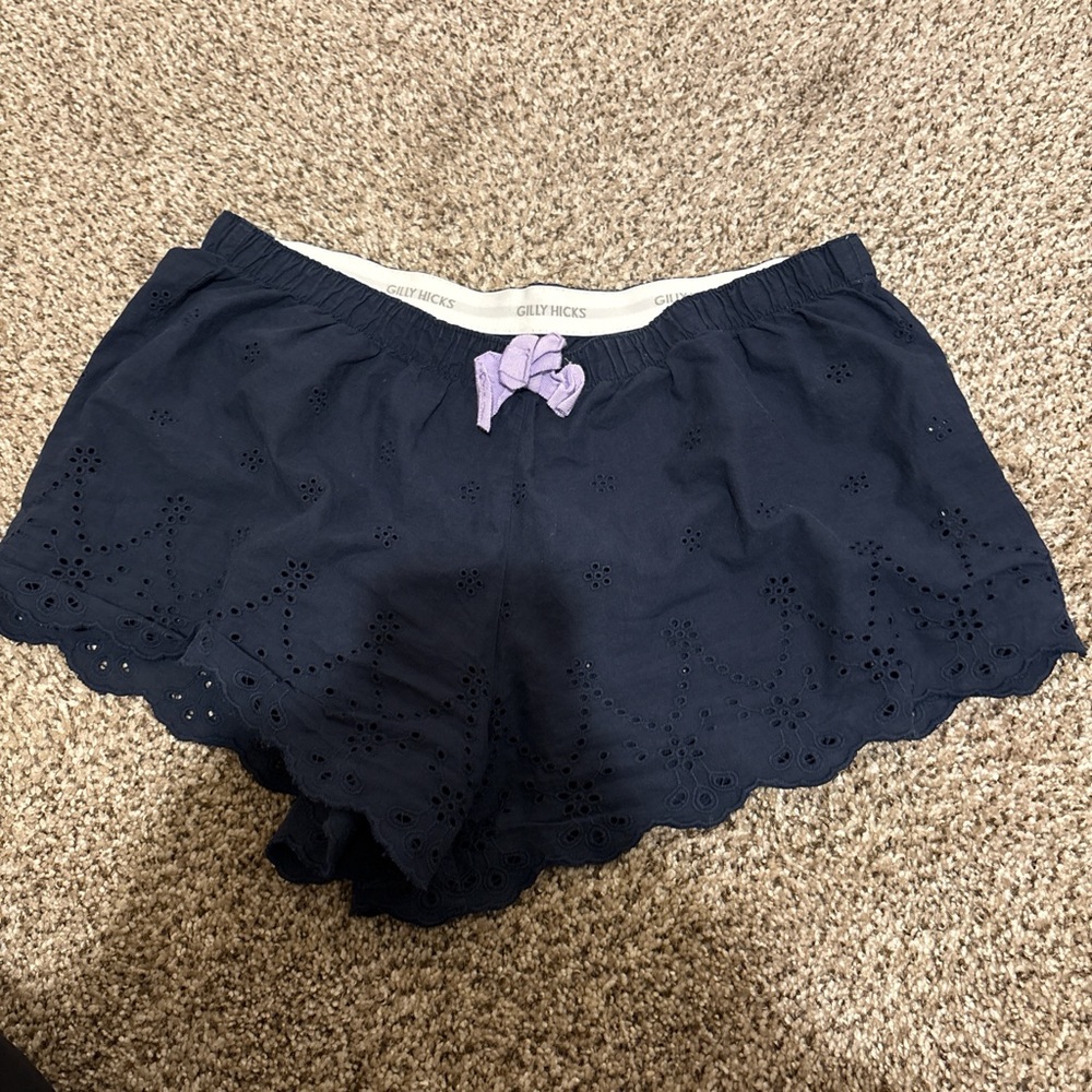 Gilly Hicks Dark Blue Sleep Shorts with Lavender Detail
